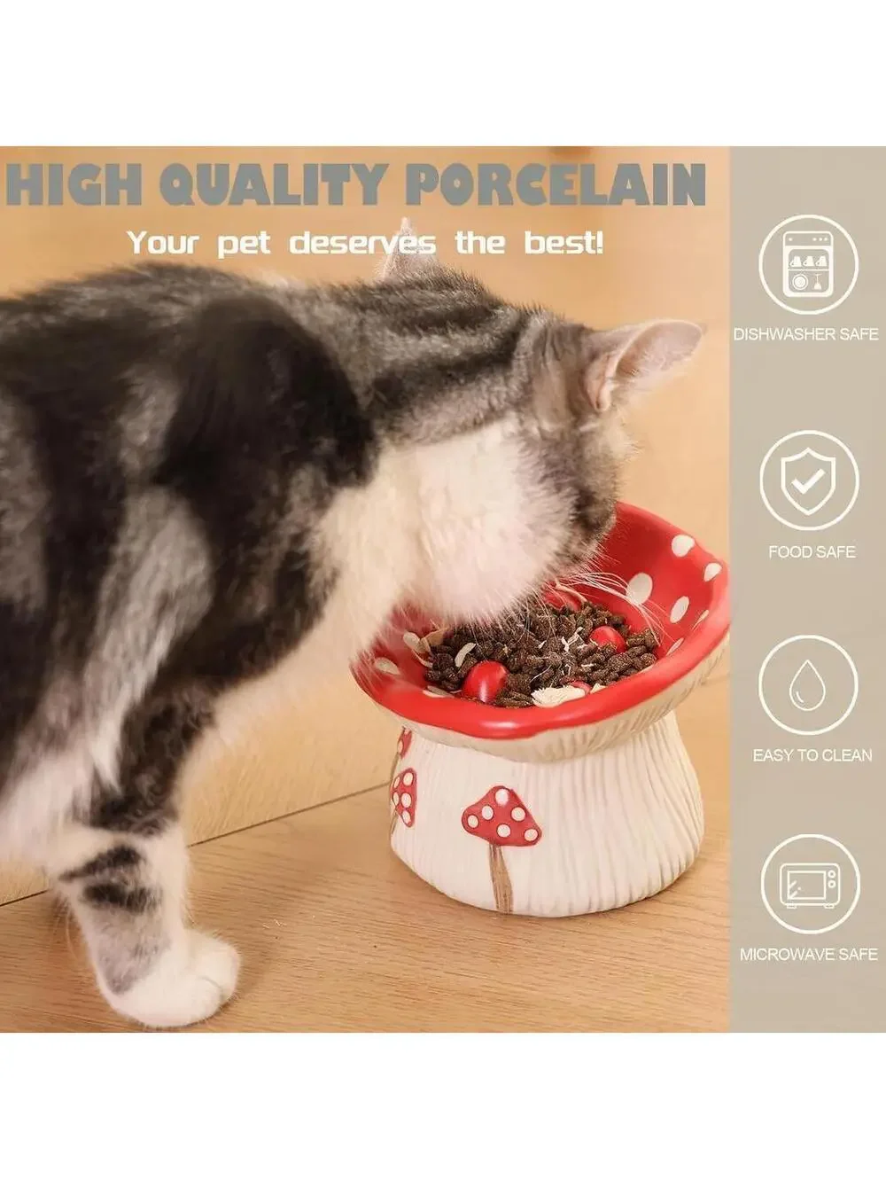 Mushroom Cat Dish Ceramic